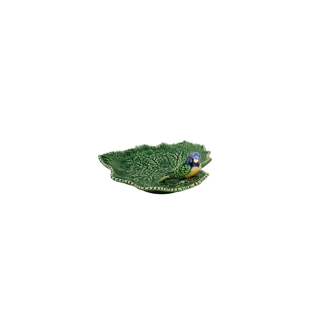Bordallo Pinheiro - Folha com Pássaro Azul Cinerária