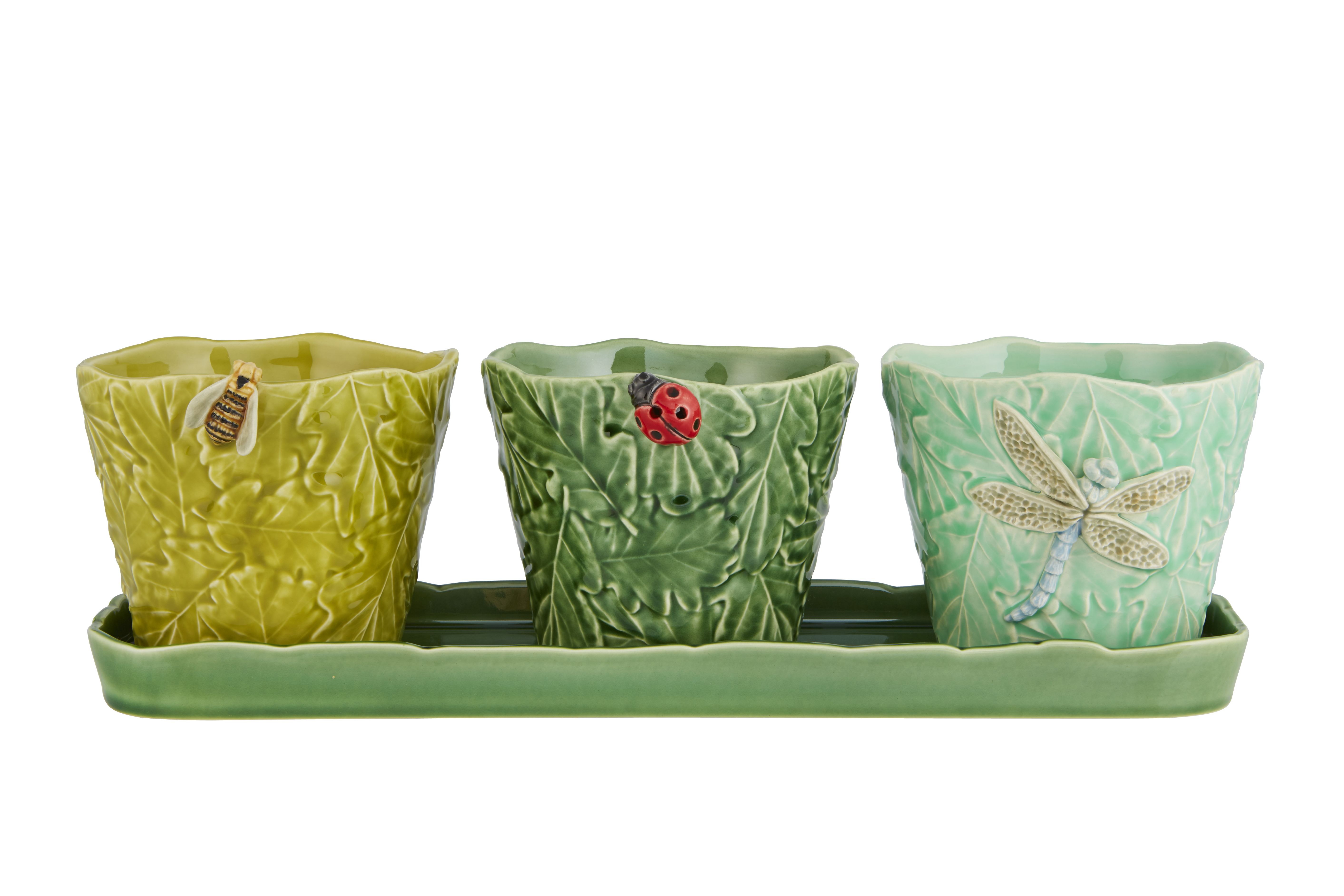 Bordallo Pinheiro - Conjunto 3 Vasos Insetos Voadores