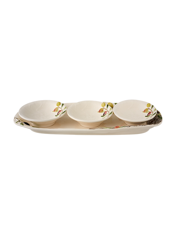 Bordallo Pinheiro - Conjunto Travessa + 3 Taças Olival